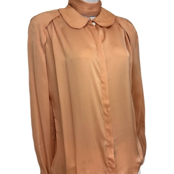 Vintage Giorgio Armani Italian Silk Blouse with Peter Pan Collar - Size Small - Picture 4 of 16